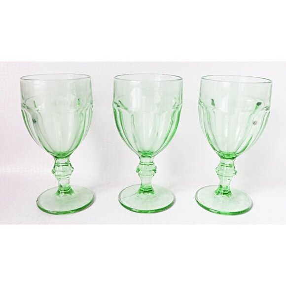 6 Vintage Libbey Duratuff Gibraltar Water Goblets Spanish Green Barware - Picture 2 of 5